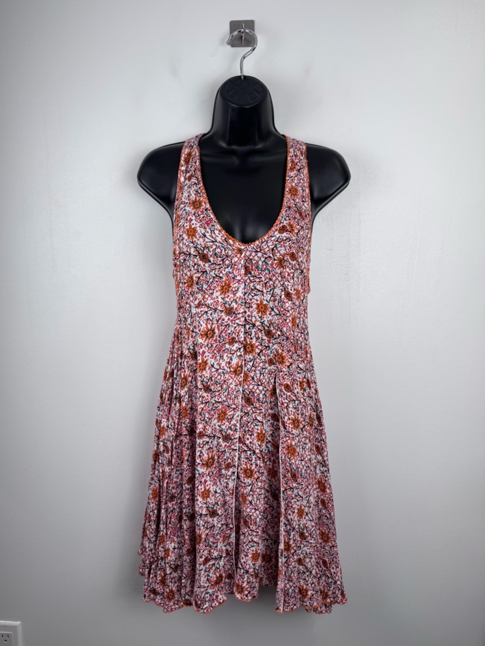 Poupette St Barth Pink and Orange Floral Sleeveless Sundress